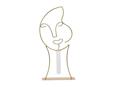 Beeld Open Face W Glass Tube 3,5x15cm Go Ud 20x8xh44cm Langwerpig Metaal-glas