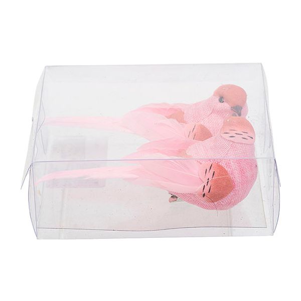 Vogel Clip Set2 Birdy Roze 12x3xh4cm Lan Gwerpig Kunststof 