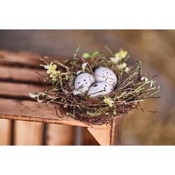 Cosy @ Home Nest X3 Eggs Flower Mix Groen 23x23xh9cm  Rond Kunststof 