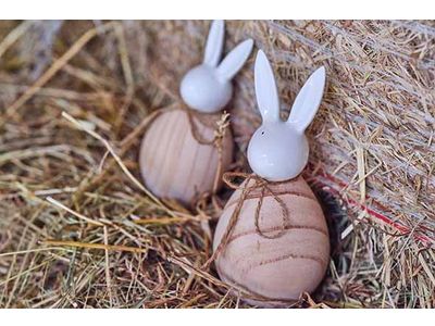 Konijn Wood Look Body Wit 9,2x9,2xh20cm Rond Dolomiet