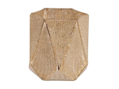 Bougeoir Champagne 10x10xh10,3cm Hexagon E Verre