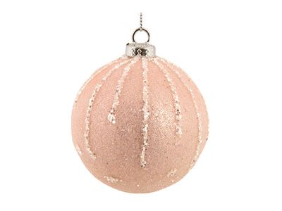 Kerstbal Set6 Glitter String Roze D8cm 