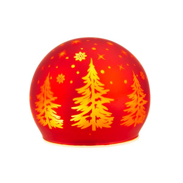 Lamp Xmas Led Ball Rood D10cm Glas Excl 3 Aa Batt 