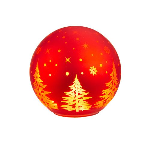 Lampe Xmas Led Ball Rouge D15cm Verre Excl 3 Piles Aa  Cosy @ Home