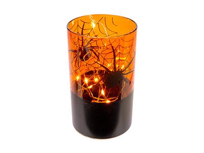 Lampe Led Spiderweb Orange D7,5xh13cm Excl 3 Piles Aaa