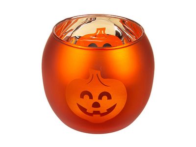 Theelichthouder Pumpkins Oranje D8xh7cm Glas
