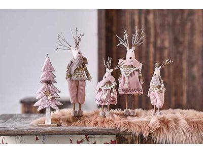 Kerstboom Fake Fur Roze 31x13xh4cm Ander E Hout