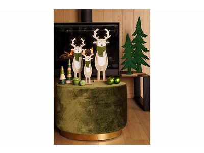 Kerstboom Goldy Green Multi-kleur 6x6xh1 5,5cm Rond Hout