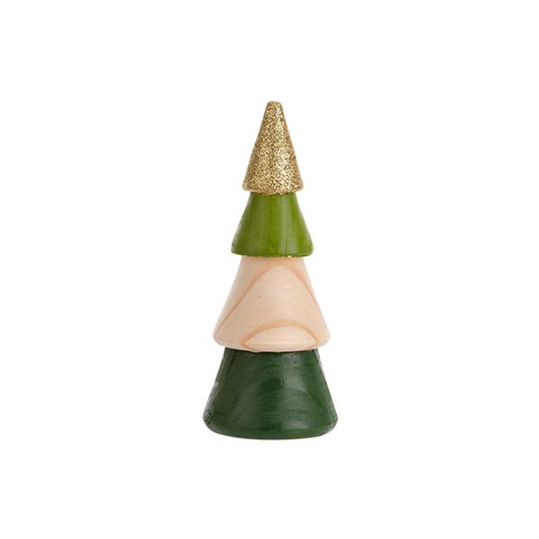 Kerstboom Goldy Green Multi-kleur 6x6xh1 5,5cm Rond Hout 