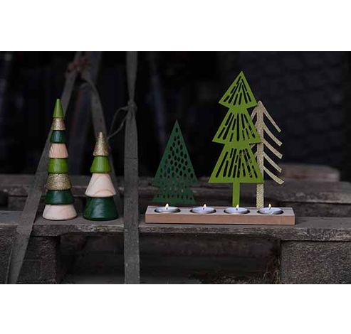 Kerstboom Goldy Green Multi-kleur 5,7x5, 7xh21cm Rond Hout  Cosy @ Home