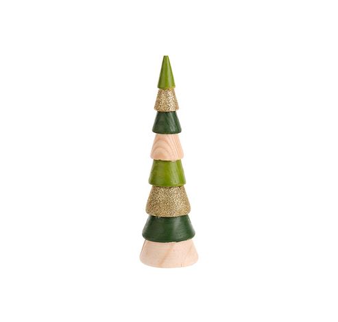 Kerstboom Goldy Green Multi-kleur 5,7x5, 7xh21cm Rond Hout  Cosy @ Home