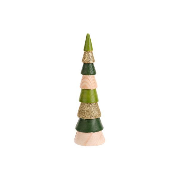 Kerstboom Goldy Green Multi-kleur 5,7x5, 7xh21cm Rond Hout 