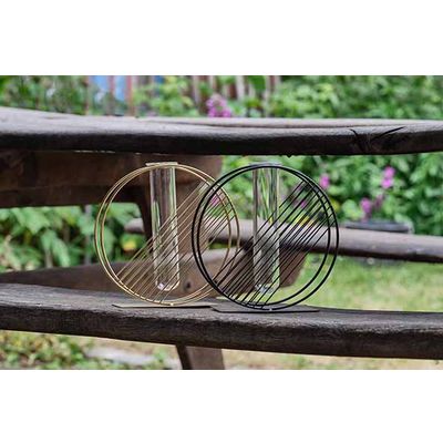 Vaas Circle Glass Tube 4,5x18cm Zwart 20 X7xh20cm Rond Metaal  Cosy @ Home