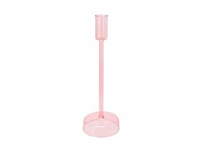 Kandelaar Roze D8xh25cm Glas 