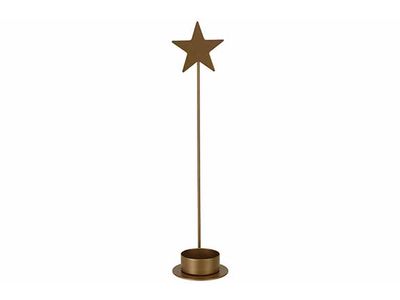 Theelichthouder Star Filled Goud 6x6xh26 ,3cm Langwerpig Metaal