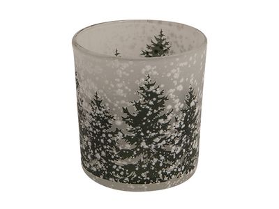 Theelichthouder Trees Wit D7xh8cm Glas 