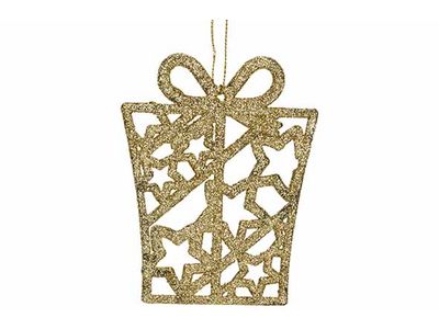Hanger Gift Glitter Goud 8xh10cm Kunsts Tof