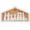 Kerststal Set10 Wit 24x12,5xh3cm Hout  