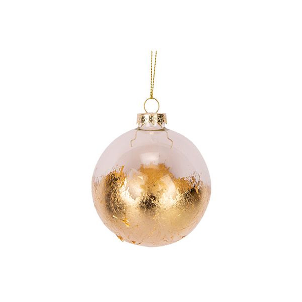 Kerstbal Gold Leaf Transparant 8x8xh8cm Rond Glas 