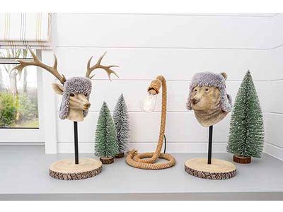 Beerhoofd Fur Hat On Stander Brui N 20,5x24,8xh38,8cm Langwerpig Polyresi