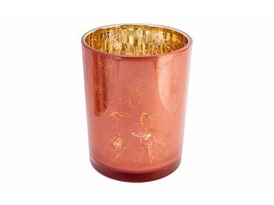 Bougeoir Flowers Rose D10xh12,5cm Verre 