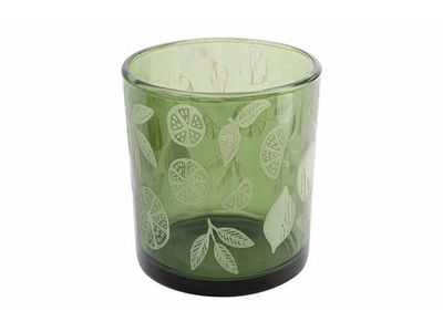 Theelichthouder Grapefruit Groen D7xh8cm  Glas