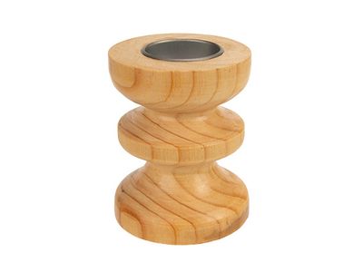 Theelichthouder Curves Natuur 8x8xh10cm Rond Hout