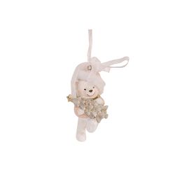 Hanger Bear Xmas Tree  Roze 4x3xh8cm Res In 