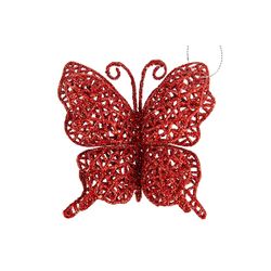 Vlinder Hanger Glitter Rood 10x1xh10cm  