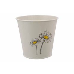 Cosy @ Home Bloempot Daisy Creme 14x10xh12,6cm Rond Conisch Metaal 