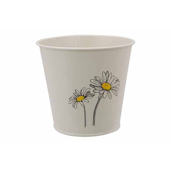 Bloempot Daisy Creme 14x10xh12,6cm Rond Conisch Metaal 