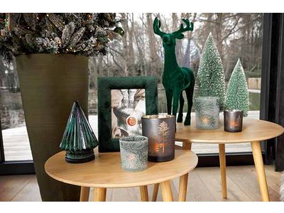 Theelichthouder Pine Wit D10xh12,5cm Gla S