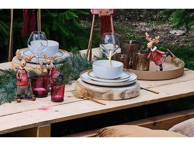 Slee Moose Couple Rood-bruin  13,5x7,5xh 18cm Resin