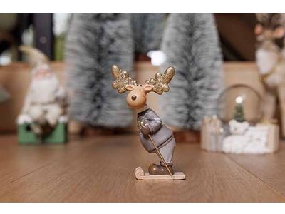 Eland Ski Donkergrijs 6x3,5xh9cm Resin 