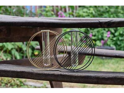 Vaas Circle Glass Tube 4,5x18cm Goud 20x 7xh20cm Rond Metaal