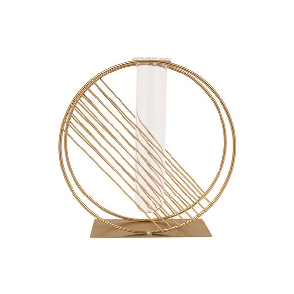 Cosy @ Home Vaas Circle Glass Tube 4,5x18cm Goud 20x 7xh20cm Rond Metaal