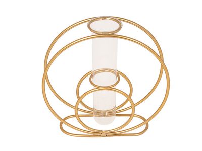 Vase Double Circle Glass Tube 4x15cm Dor E 15x4,5xh15cm Rond Metal