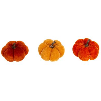 Citrouille Set3 Orange 7x7xh5cm Velours   Cosy @ Home