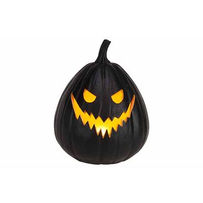 Hoofd Pompoen Jack-o-lantern Led 3aa Bat T Not Incl Zwart 16x16xh19,5cm Ovaal Re  Cosy @ Home