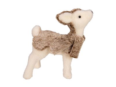 Hert Greige Fur Wit 30x15xh30cm 
