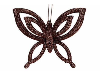 Hanger Butterfly Glitter Bruin 10x2,5xh8 ,5cm Kunststof