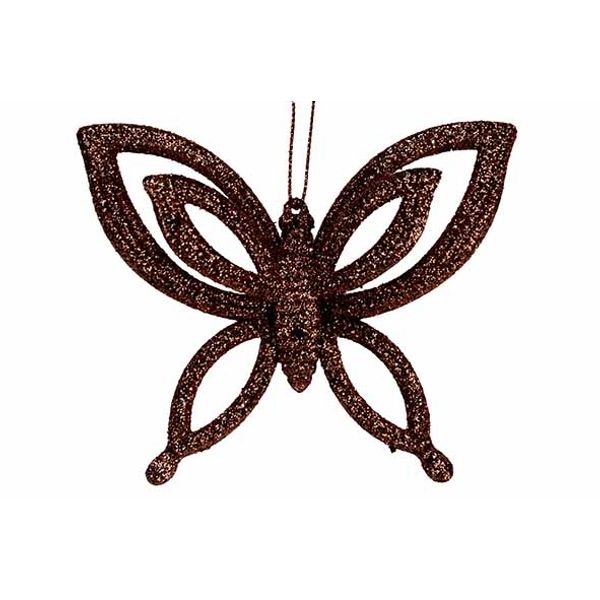 Hanger Butterfly Glitter Bruin 10x2,5xh8 ,5cm Kunststof 