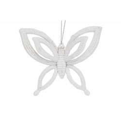 Hanger Butterfly Glitter Wit 10x2,5xh8,5 Cm Kunststof 