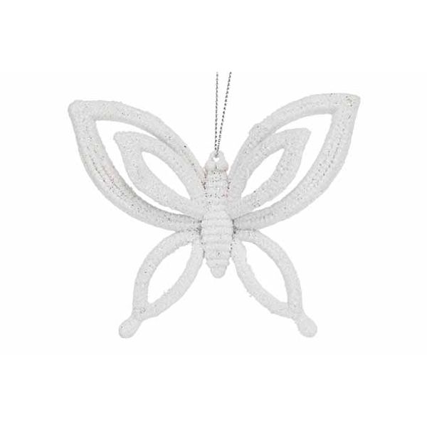 Hanger Butterfly Glitter Wit 10x2,5xh8,5 Cm Kunststof 