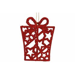 Hanger Gift Glitter Rood 8xh10cm Kunsts Tof 