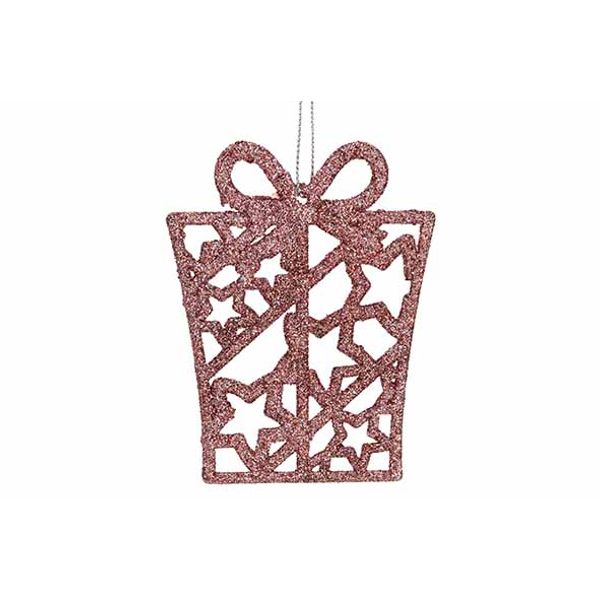 Hanger Gift Glitter Roze 8xh10cm Kunsts Tof 