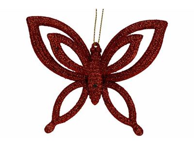 Hanger Butterfly Glitter Rood 10x2,5xh8, 5cm Kunststof