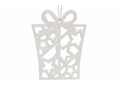 Hanger Gift Glitter Wit 8xh10cm Kunstst Of