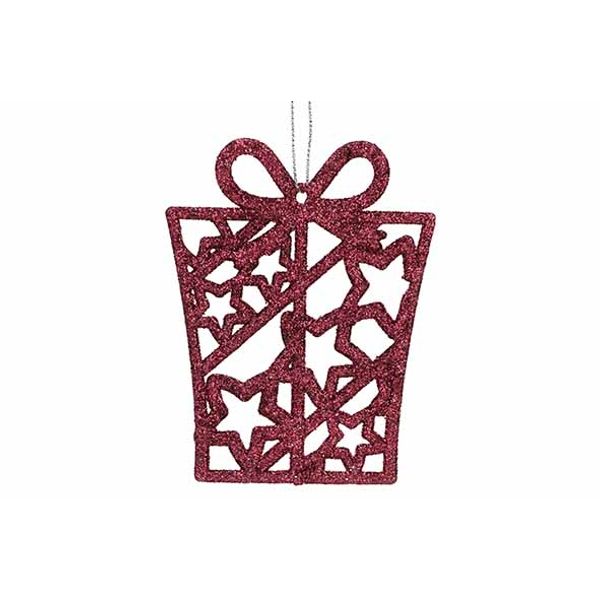 Hanger Gift Glitter Bordeaux 8xh10cm Ku Nststof 