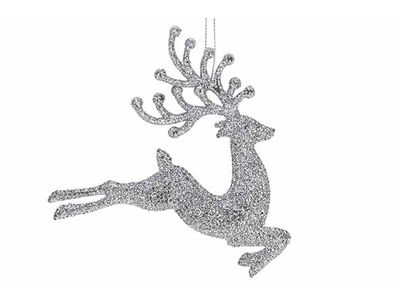 Hanger Deer Glitter Zilver 12xh12cm Kuns Tstof